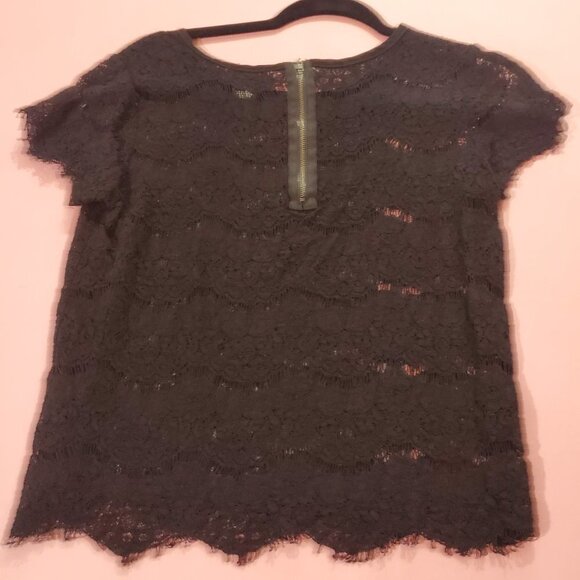 🖤 Wet Seal Black Lace Modern Boho Bohemian Short Sleeve Shirt 🖤 - Picture 3 of 4
